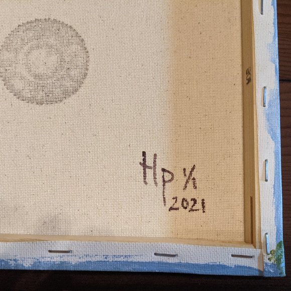 ORIGINAL Acrylic Painting 10" x 12" GUITAR on Canvas SIGNED tlp Gray Red Pink - Picture 8 of 8